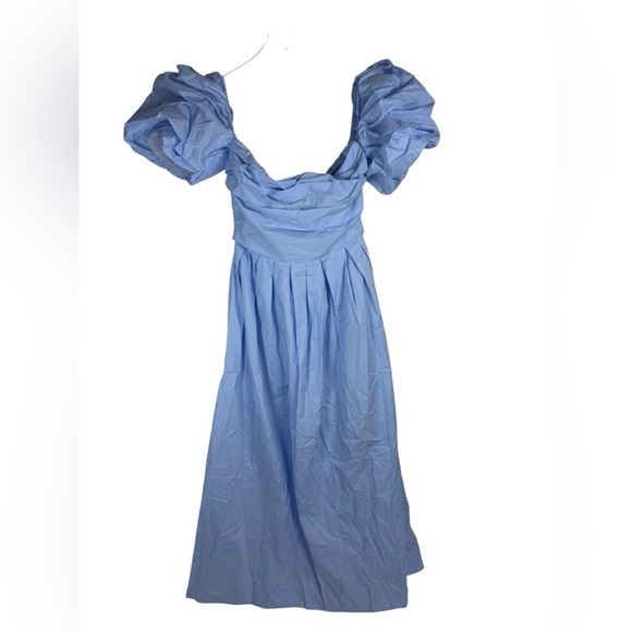 NEW PETAL & PUP SOLANA OFF SHOULDER MIDI DRESS - BLUE SIZE 4 B3052 - Picture 6 of 8